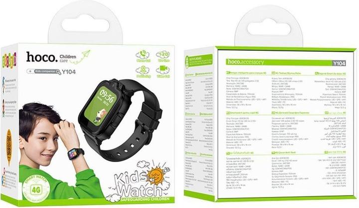 Actual product image Hoco Headphone with microphone smartwatch for kids with call function 4G Y104 black