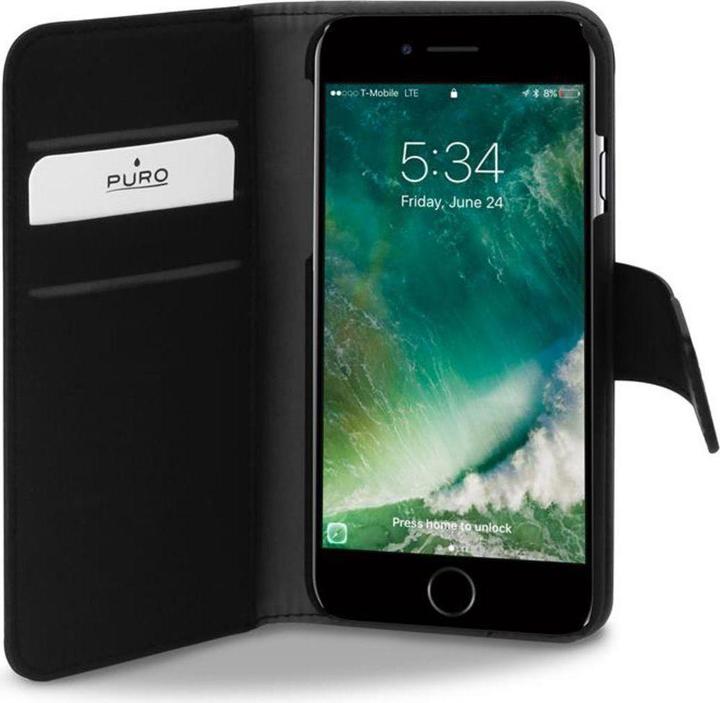 Actual product image Puro Faux leather wallet - case for iPhone 7/8/SE 2020, black (Apple iPhone 7)