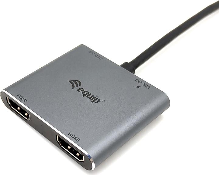 Image du produit equip Adaptateur USB-C 4 en 1 double HDMI (USB-C, 3 Ports)