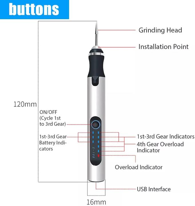 Image du produit DriSubt Stylo de gravure USB UG-300 ST avec batterie 8 W Graveur | Stylo de gravure