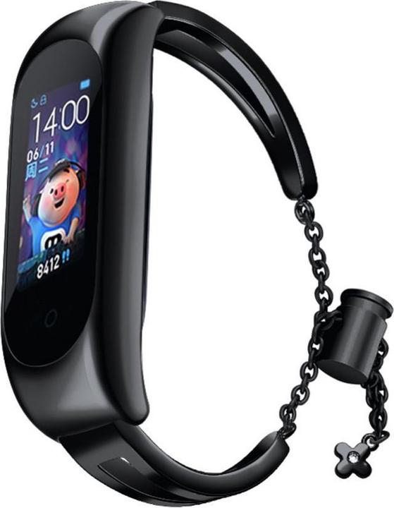 Actual product image Hurtel Replacement metal band bracelet strap for Xiaomi Mi Band 6 / 5 / 4 / 3 black (Stainless steel)