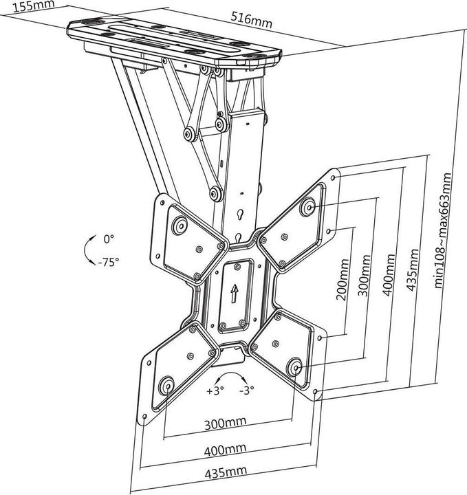 Produktbild Nedis Motorbetriebene Deckenhalterung für TV-Geräte - 23 – 55 Zoll - Max. 30 kg - 2 voreingestell (Decke, 55", 30 kg)