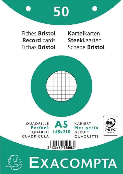 Produktbild Exacompta Karteikarten (A5, 205 g/m², 50 x)