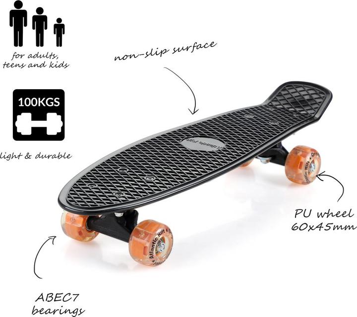 Immagine prodotto Monzana Skateboard Mini Cruiser 57cm LED Vintage (22.44")