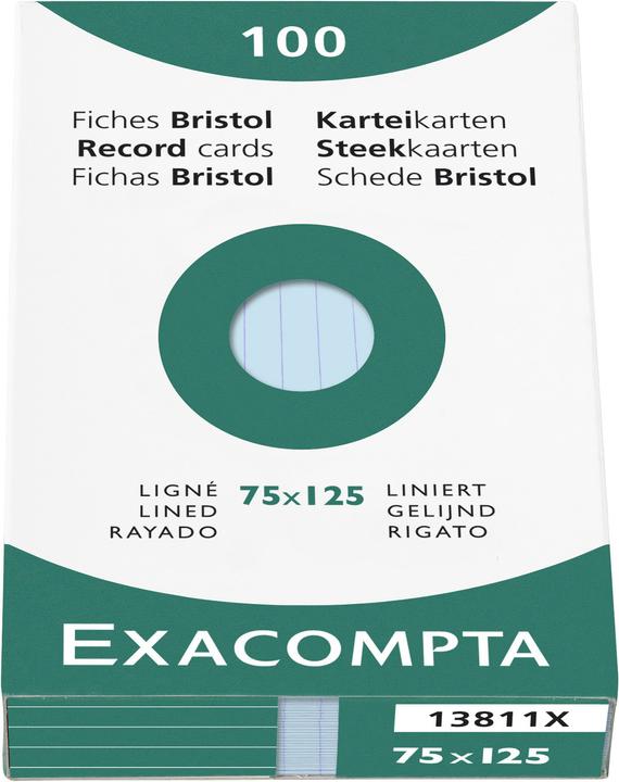 Produktbild Exacompta Karteikarten (75 x 125 mm, 205 g/m², 100 x)
