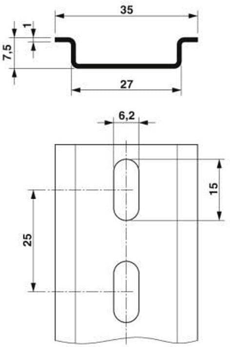 Produktbild Phoenix Contact Contact Hutschiene gelocht 500 x 35 x 7.5 mm
