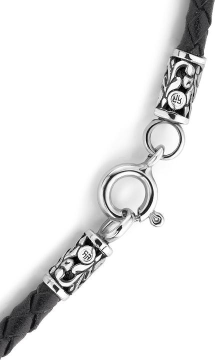 Produktbild Rebel & Rose NL028-S-70 Studded Cross Black Unisex Halskette 70cm (925er Silber, Leder, 50 cm)
