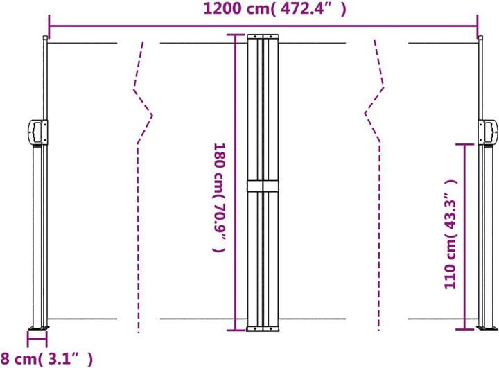 Produktbild VidaXL Seitenmarkise Ausziehbar (1.80 m)