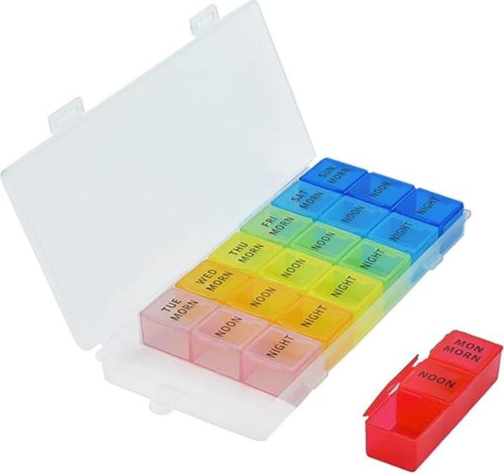 Cbx Tablettenbox 7 Tage, Pillendose für eine Woche, Tablettenorganizer mit 21 Fächern