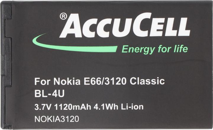 Actual product image AccuCell Battery Nokia BL-4U, BL-4UV, MP-S-V, N4U85T, TB-BL4U