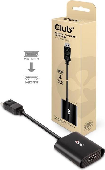 Produktbild Club 3D Adapter DP 1.4 auf HDMI 4K120Hz HDR Aktiver Adapter (HDMI, 6.20 cm)