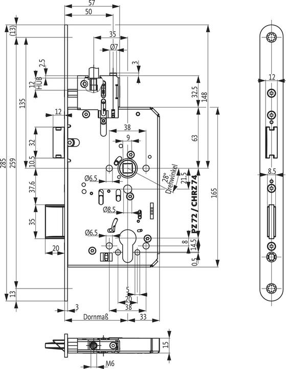 Actual product image BKS Mortise locks B-23380 (Mortise lock)