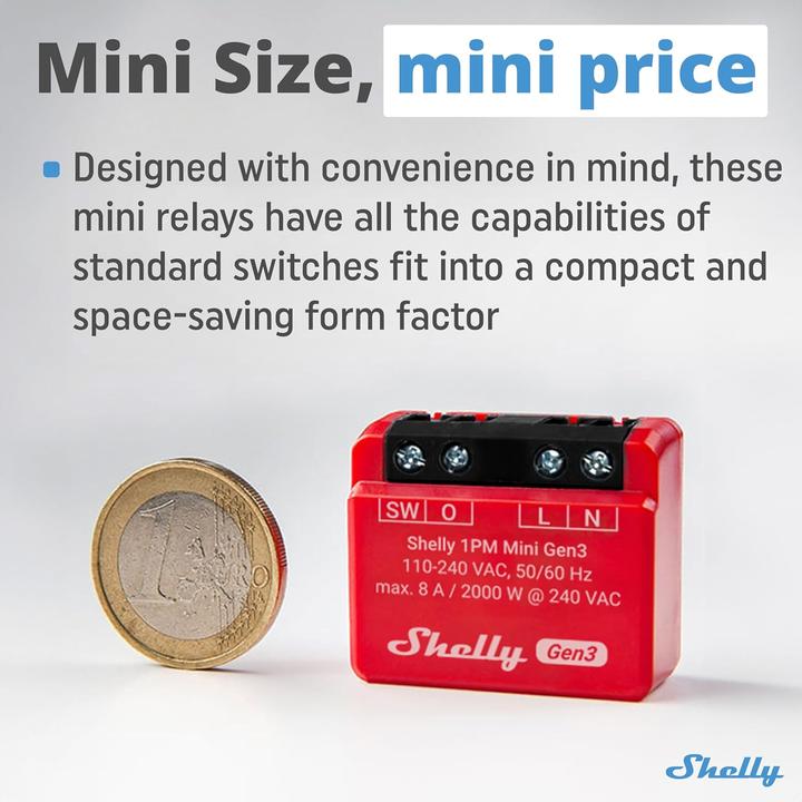 Produktbild Shelly 1PM Mini Gen3 x2 (Schaltaktor)