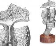 Actual product image Giftdecor silver silent metal figure with wooden stand