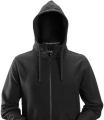 Actual product image Hultafors Snickers haettetrøje str. 2XL - Sort, med lang lynlås, 60% bomuld/40% polyester - 2890