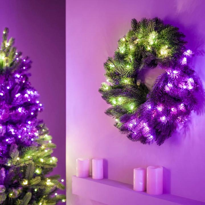 Twinkly Wstępnie oświetlony wieniec - 50 RGB LED shelf 24 zielony przewód typ wtyczki C (0.13 m)