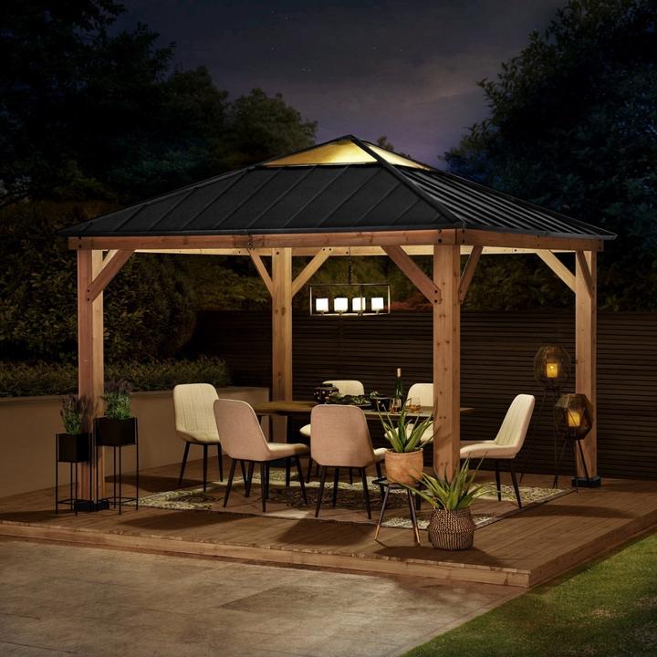 Produktbild Ventaris Montana Pavillon 3.36x3.36m Zedernholz Anthrazit (336 cm, 336 cm)