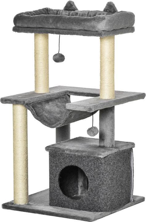 Actual product image PawHut Cat tree with cave (100 cm, Grey)