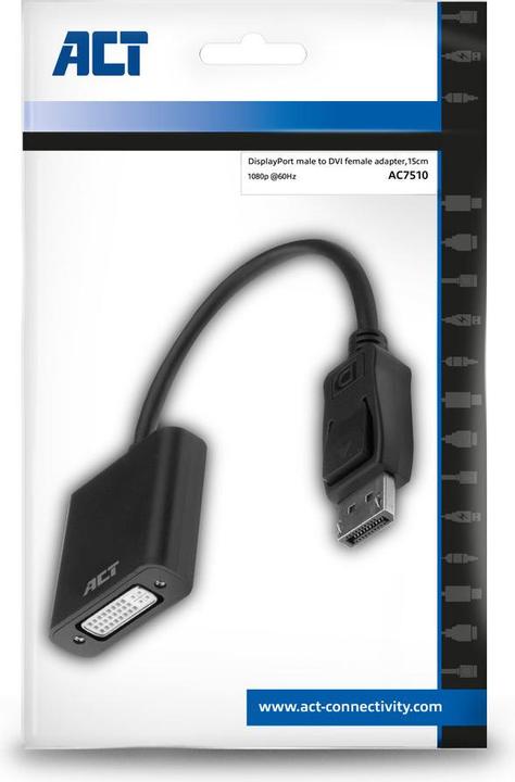 Produktbild AC7510 Videokabel-Adapter 0,15 m DisplayPort DVI-D Schwarz (DVI, 15 cm)