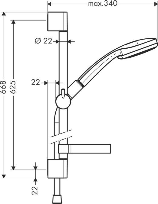 Immagine prodotto hansgrohe Set doccia CROMA 100 MONO (1 Tipi di raggi, 16 l/min)