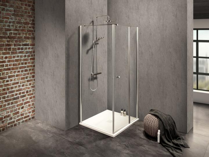 Actual product image Dusbad Shower cubicle/ shower enclosure Shower bath 2 hinged doors on fixed part on the right + shower (90 cm, 90 cm, 202.50 cm)