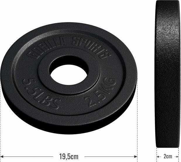 Image du produit Gorilla Sports Disque d'haltères 50/51mm 2,5 kg (1 x 2,5 kg)