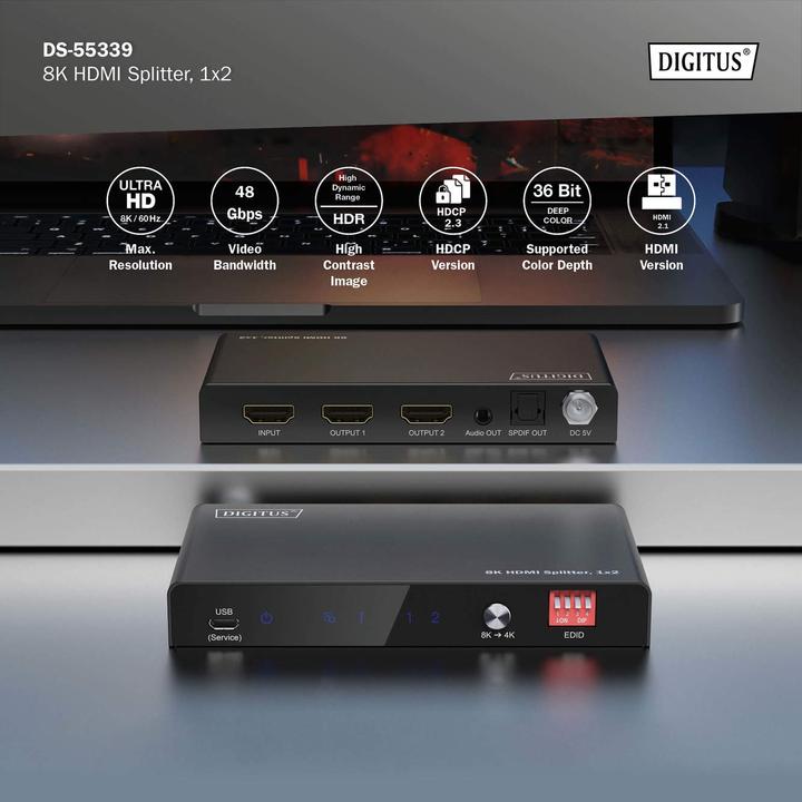Produktbild Digitus 8K HDMI Splitter, 1x2