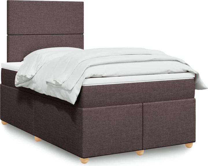 Produktbild VidaXL Boxspringbett Polsterbett Bett mit Matratze Dunkelbraun 120x190cm Stoff (120 x 190 cm)