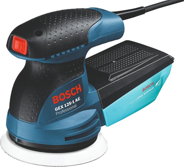 Immagine prodotto Bosch Professional Levigatrice rotorbitale GEX 125-1 AE, con 3 fogli abrasivi C470, in valigetta (Levigatrici rotorbitali, 250 W)
