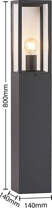 Produktbild Lindby Peldar Garten Leuchte H80 Dark Grey/Clear (E27, IP44)