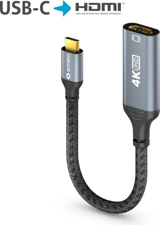 Immagine prodotto Sonero Adattatore USB-C/HDMI, 4K60, 18Gbps, maschio/femmina, grigio/nero, 10 cm (HDMI, 15 cm)