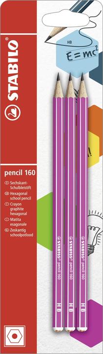 Produktbild STABILO Bleistift - pencil 160 in pink - 3er Pack - Härtegrad HB (2.20 mm, HB, 3 x)