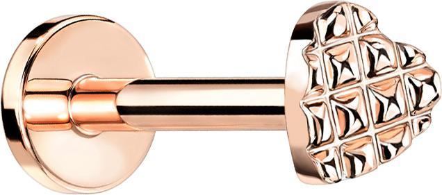 Produktbild Star Piercing Micro Labret Innengewinde rosegold Herz mit Struktur (Messing, Chirurgenstahl 316L)