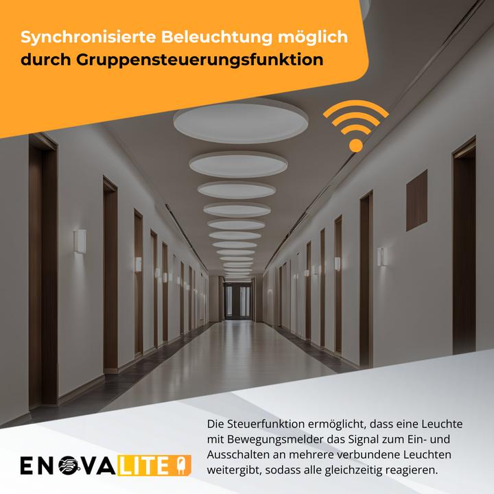 Actual product image Enovalite LED-Notstrom Deckenleuchte, mit Bewegungsmelder, 8 h Notlicht und Gruppensteuerungsfunktion (1800 lm)