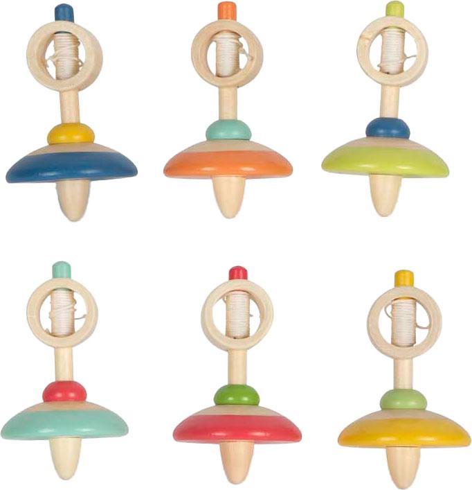 small foot Présentoir Toupie en bois avec ficelle
