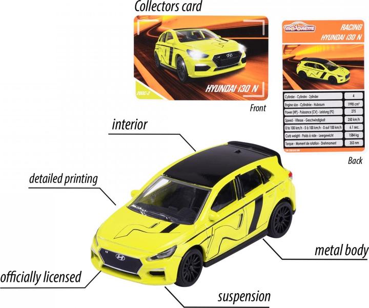 Actual product image Majorette Racing Hyundai i30N, yellow