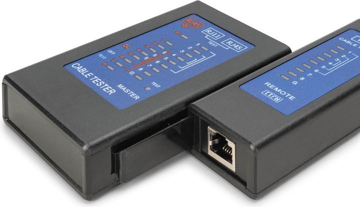 Actual product image Digitus Cable tester, network, RJ45, single-sided tester main unit, remote, PoE tester, with protective case