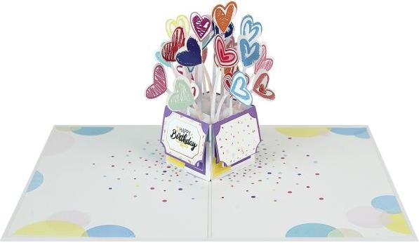 Actual product image MU Classic 3D Pop-Up Geburtstags Glückwunschkarte - Ballonherzen (1 pcs.)