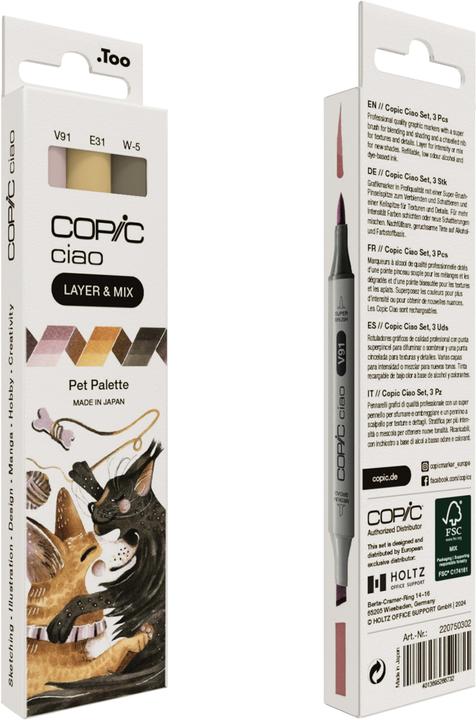 Image du produit Copic CIAO - Marqueurs (B-95 Light Grayish Cobalt, W-5 Gris chaud No. 5, E-31 Brick Beige, 6 mm, 3 x)