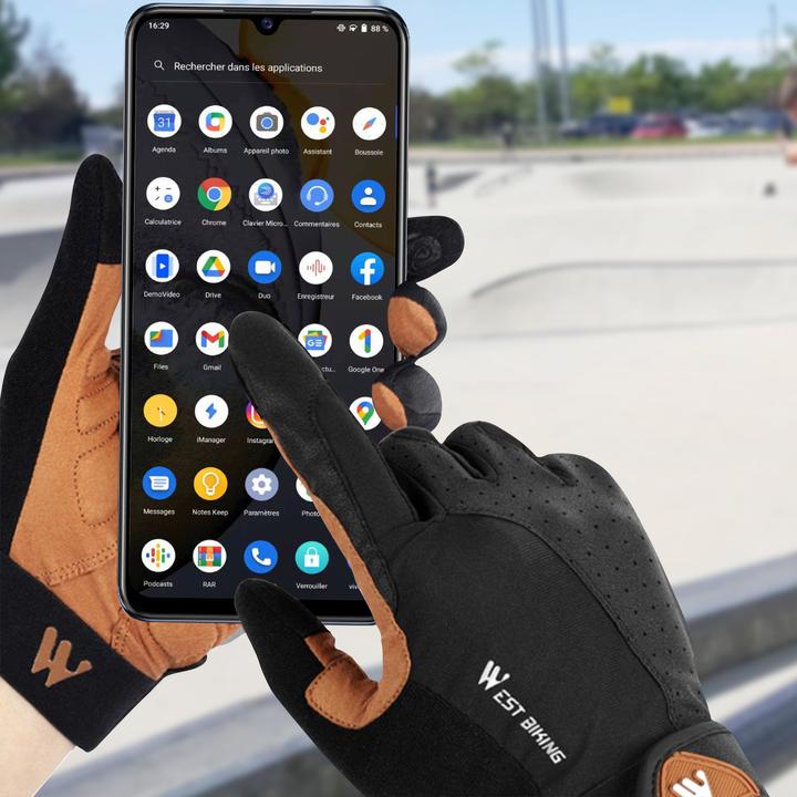 Image du produit Avizar Gants de sport et gants à écran tactile West Biking, taille XS - Noir / Marron (XS)