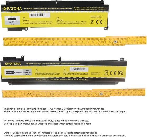 Immagine prodotto Patona Batteria f. Lenovo ThinkPad T460s 20FA/20F9 Thinkpad T470s 20HF/20HG 20JS/20JT 00HW022 da (2000 mAh)