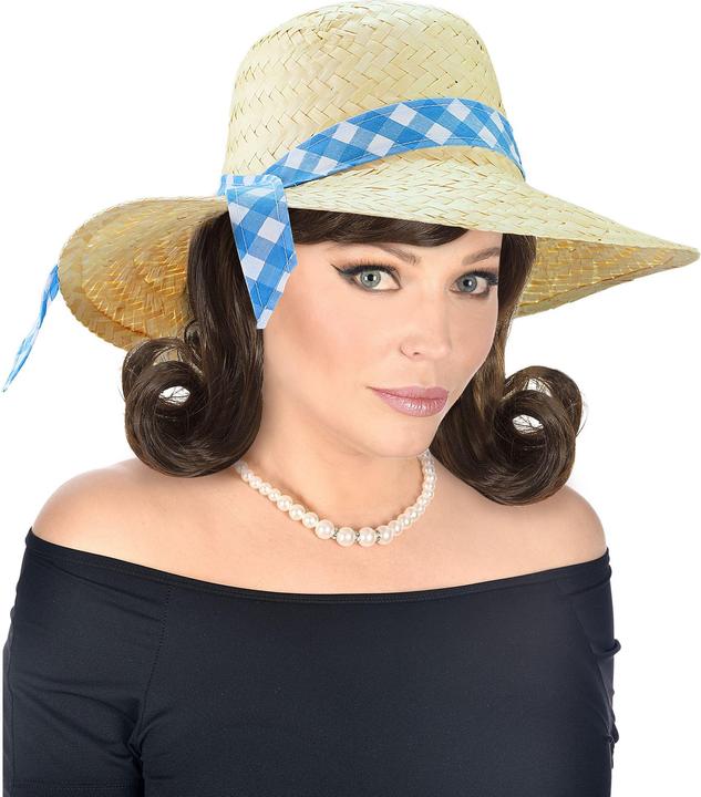 Actual product image Magni Farmer's wife straw hat with blue ribbon