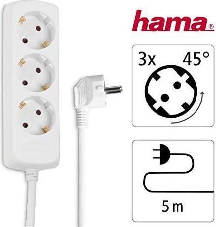 Actual product image Hama Power strip (3 x, 2-pole, 3 m)