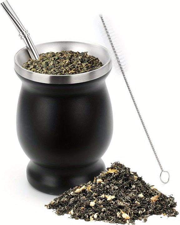 PhoneLook Yerba Mate Becher und Bombilla Set Edelstahl Vakuum (250 ml) mit Bürste (250 ml, 1 x)