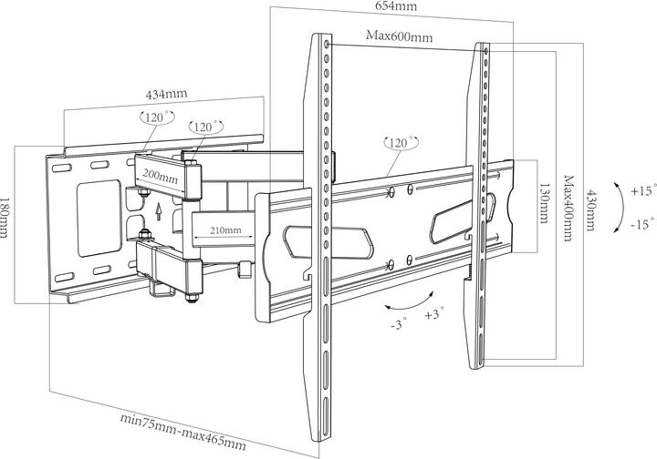 Produktbild VCM B-NS 600 913505 (Wand, 70", 25 kg)