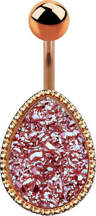 Immagine prodotto Star Piercing Banana in oro rosa ovale con pietra drusa rosa (Acciaio chirurgico 316L, Ottone)