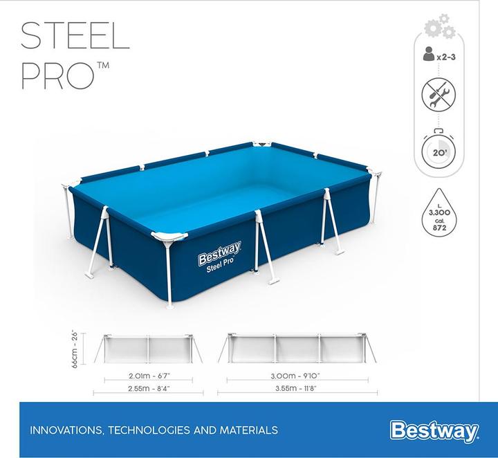 Image du produit Bestway STEEL PRO POOL SET 300X201X66CM (300 x 201 x 66 cm)