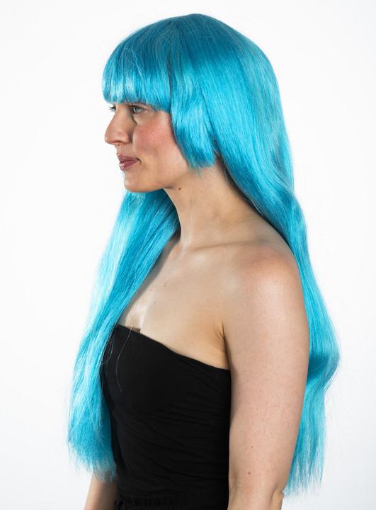 Actual product image Maskworld Langhaarperücke türkis mit Pony