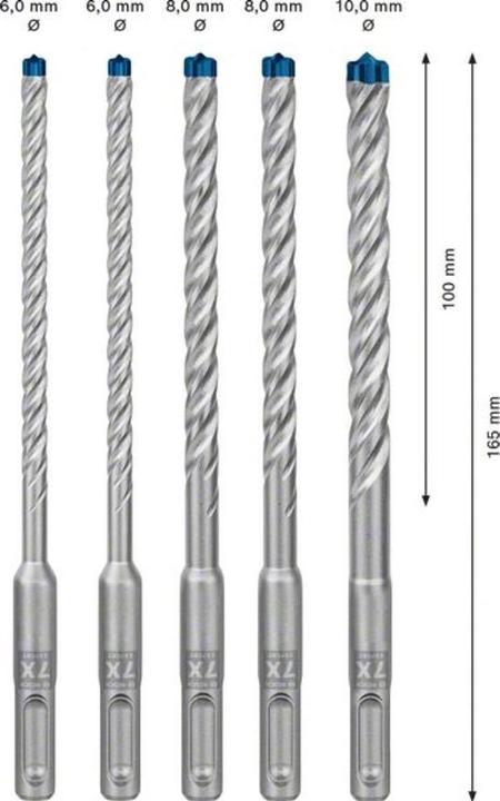 Produktbild Bosch Professional Zubehör EXPERT SDS plus-7X Hammerbohrer-Set, 6/6/8/8/10 mm, 5-tlg. (6.0 mm, 10.0 mm, Ø 8.0 mm)