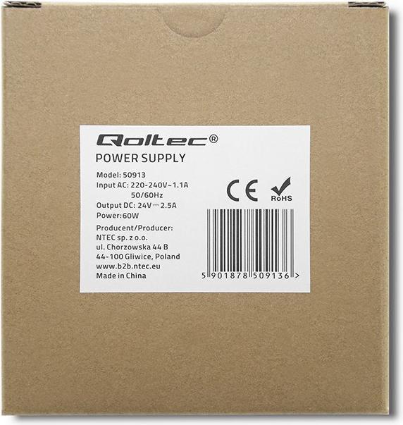 Image du produit Qoltec Alimentation pour rail DIN | 60W | 24V | 2 5 A | Blanc | Mince (60 W)